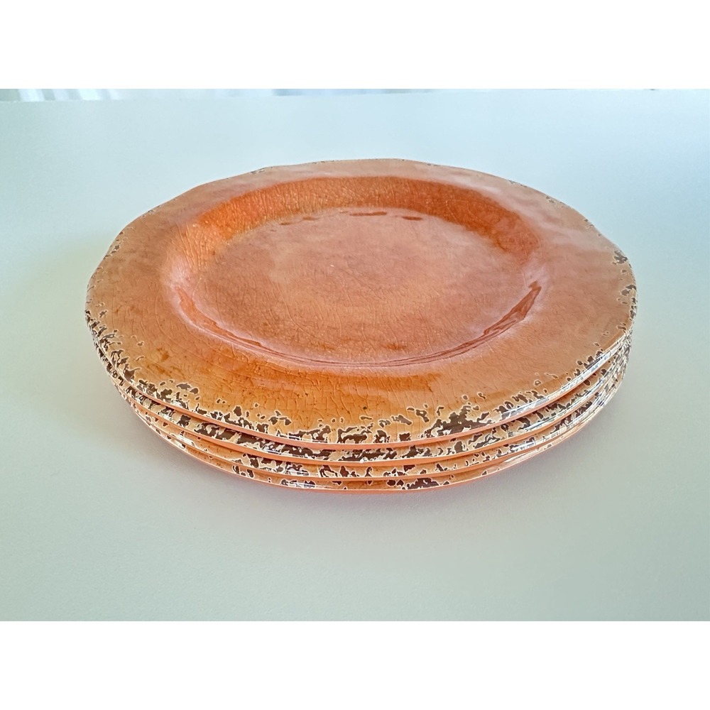 Pier 1 Carmelo Peach Crackle Melamine Lunch or Salad Plates Set 4 8.75"